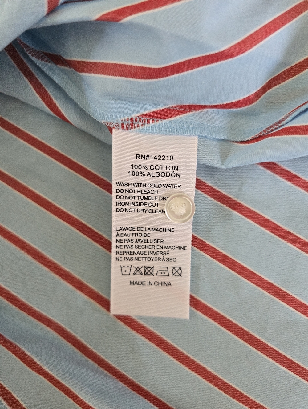 New Voyageur By Mersea Womens Top Size Medium Cotton Blue Red Striped Blouse - Picture 10 of 10